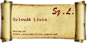 Szlovák Lívia névjegykártya